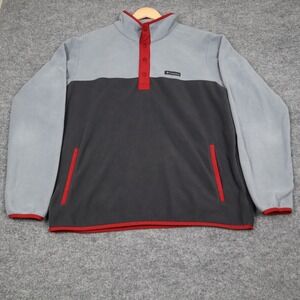 Columbia Mens Fleece Snap Pullover Foster Creek Gray Black Red Sweatshirt Large